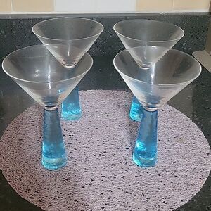 Set of 4 Blue Stem Martini Glasses